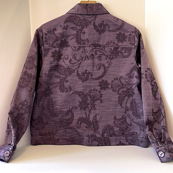 Coldwater Creek Dark Lavender Button Down Dress Jacket With Bead Accents - Picture 2 of 7